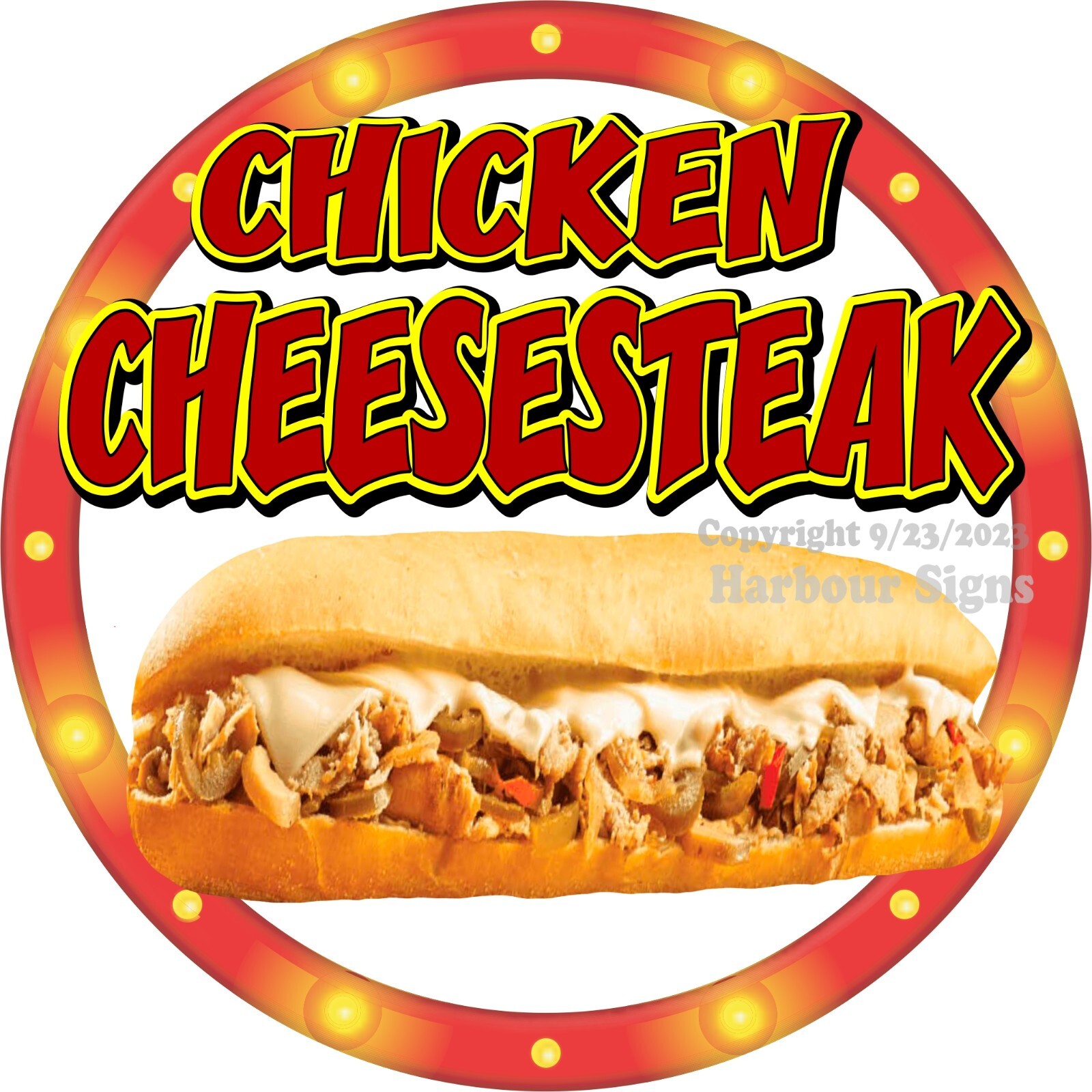 CHICKEN Cheesesteak DECAL (Choose Size) Concession Fair Food Truck Sticker c2