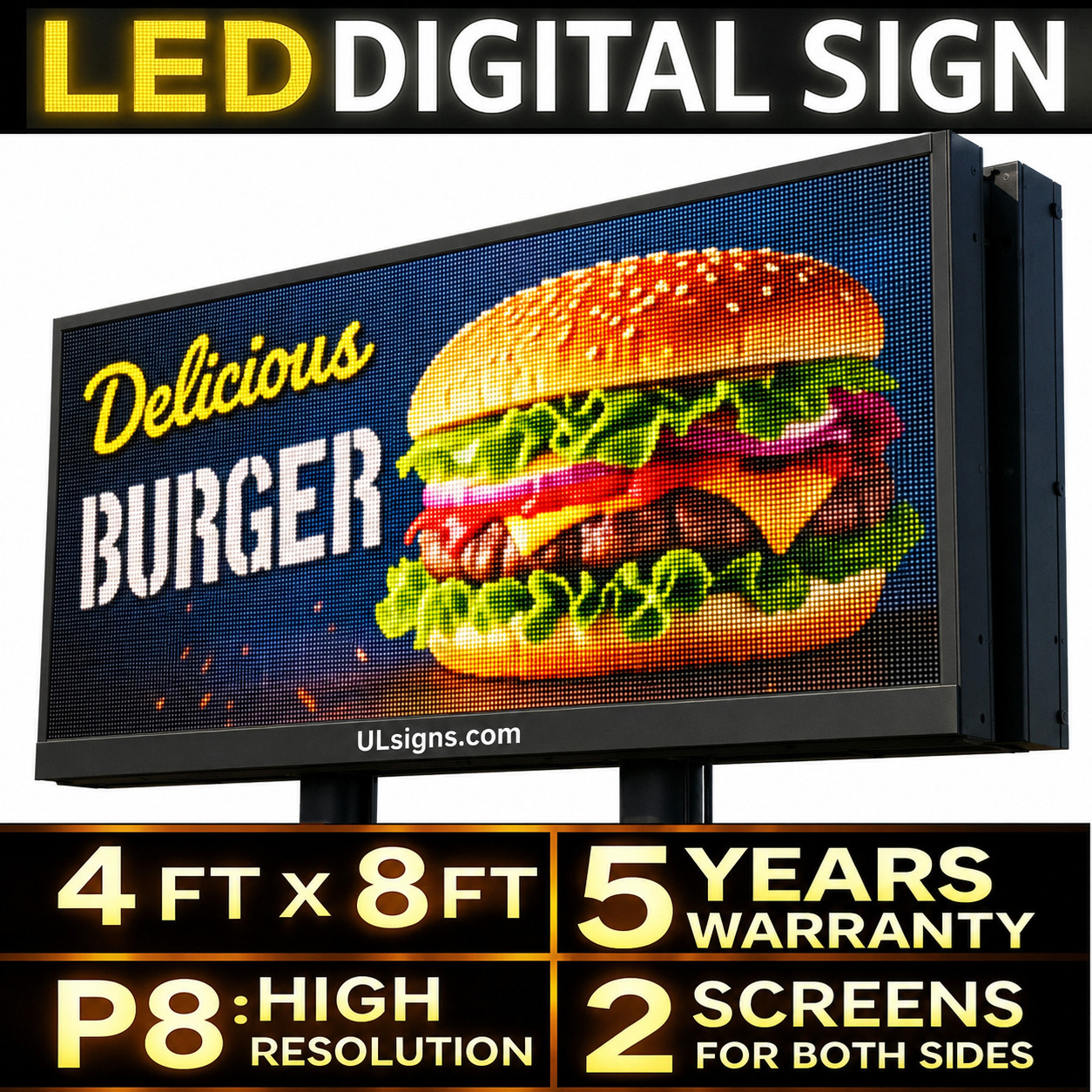 4′ x 8′ P8 Double-Sided Outdoor Programmable LED Digital Billboard for Advertise