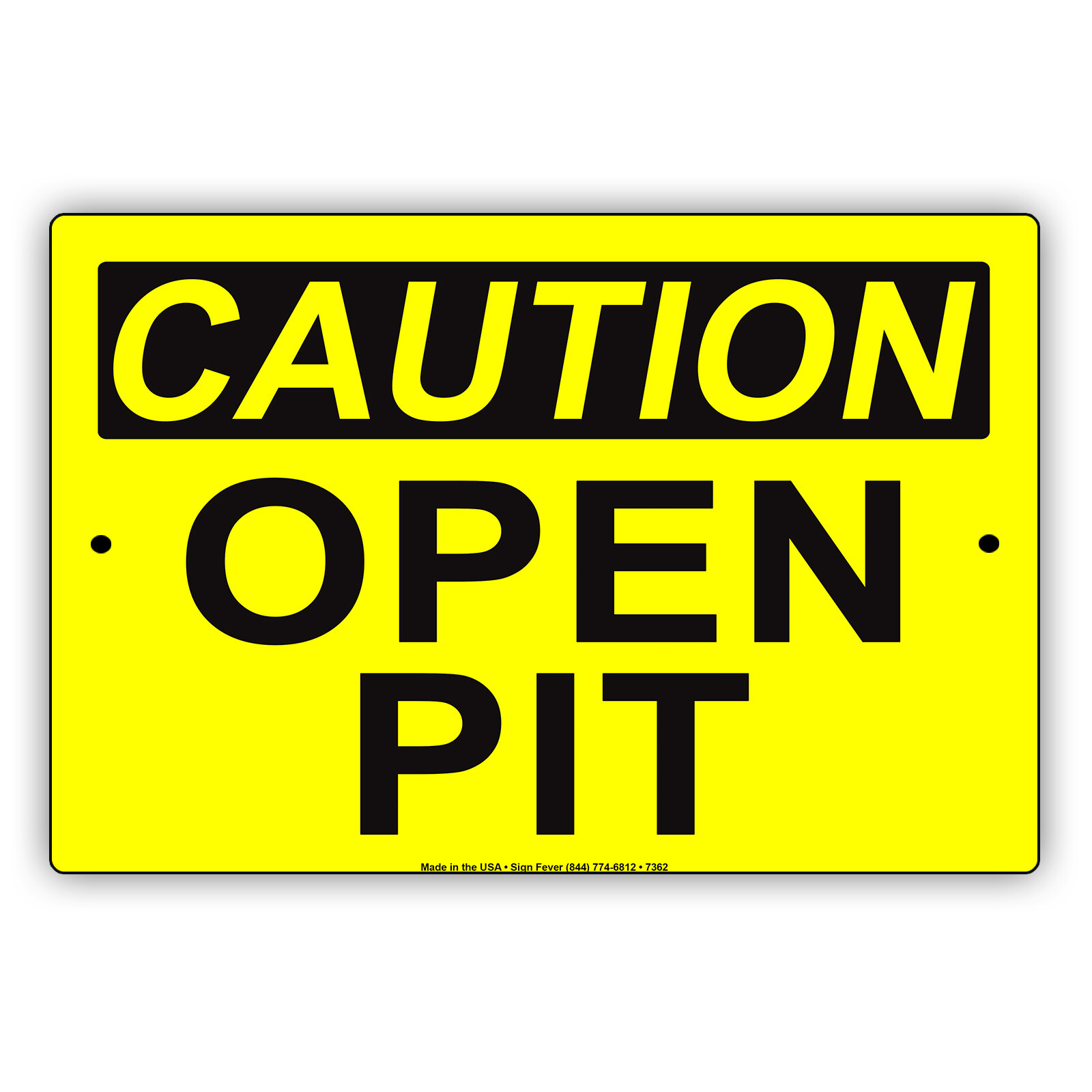 Caution Open PIT Watch Your Step Wall Art Novelty Notice Aluminum Metal Sign