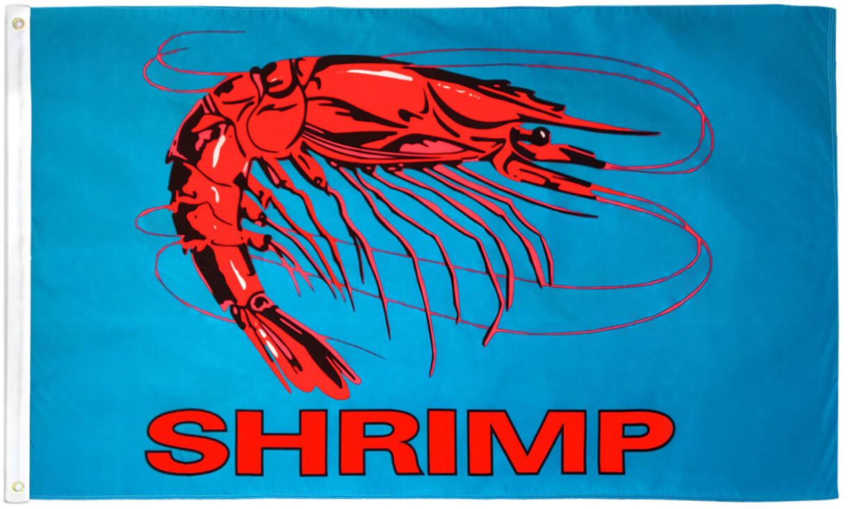 Blue Shrimp Flag 3x5ft Seafood Banner Sign Bandera Mariscos Shrimp Food Flag