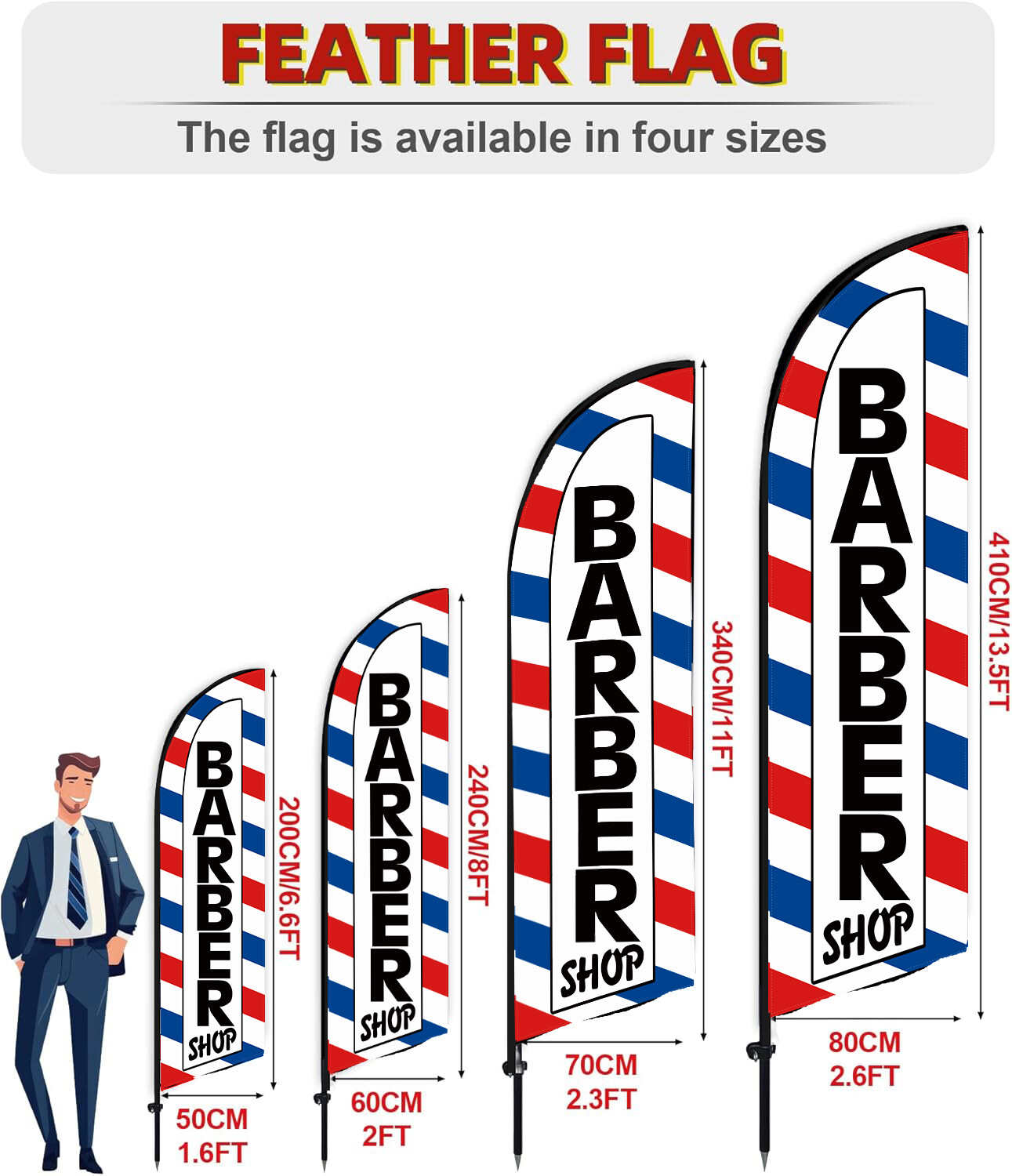 Barber Flag Barbershop Open Feather Flag for Salon Business Outdoor Advertising