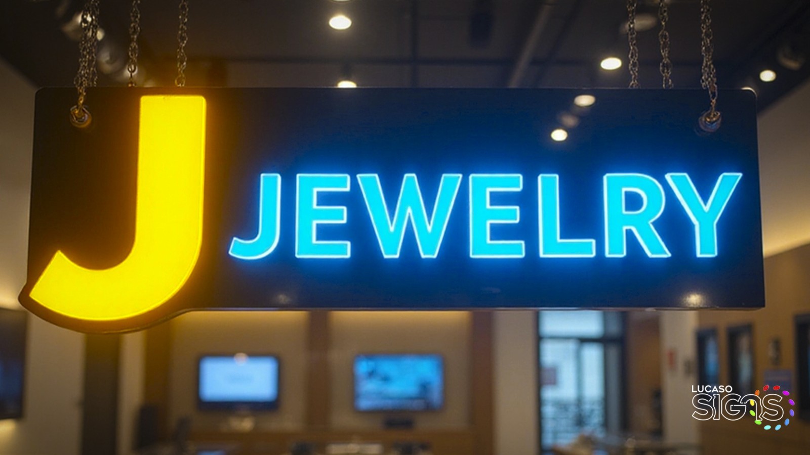 Custom LED Hanging Window Sign – Business Logo, Storefront Lighted Indoor