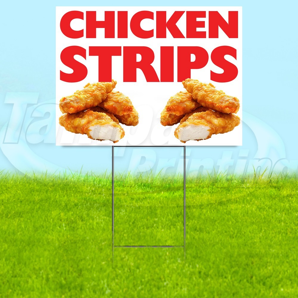 CHICKEN STRIPS 18×24 Yard Sign Food Plastic Corrugated WITH STAKE USA YS08033