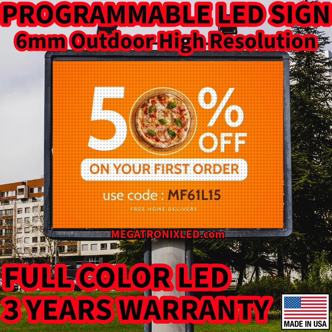 LED Sign Outdoor High Resolution P6 38″x23″ Waterproof HD Pixel Pictures Videos