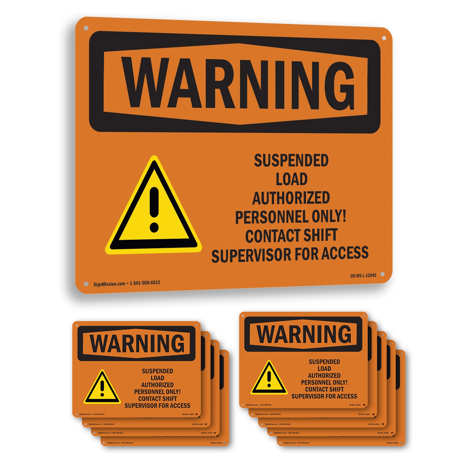 Suspended Load Authorized Personnel Only OSHA WARNING Sign, Decal 5 or 10 Pack