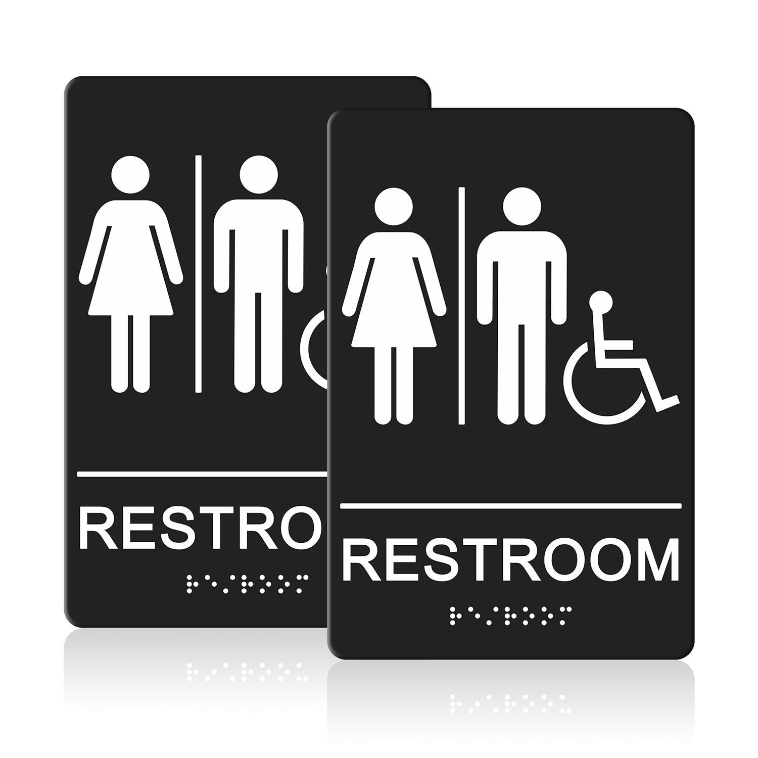 ADA Braille Unisex Bathroom Signs,9 x 6 Inches Restroom Signs with Self-Adhes…