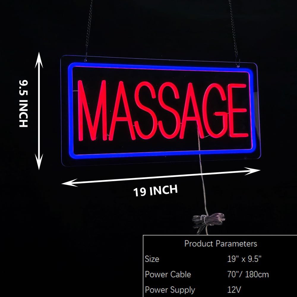 LED Massage Open Sign for Spa & Salon – Neon Wall Decor 19” x 9.5”
