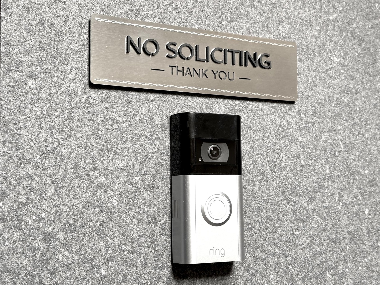 No Soliciting Sign Stainless Grade 304 Raised Letters Ultra Strong 3M Adhesive