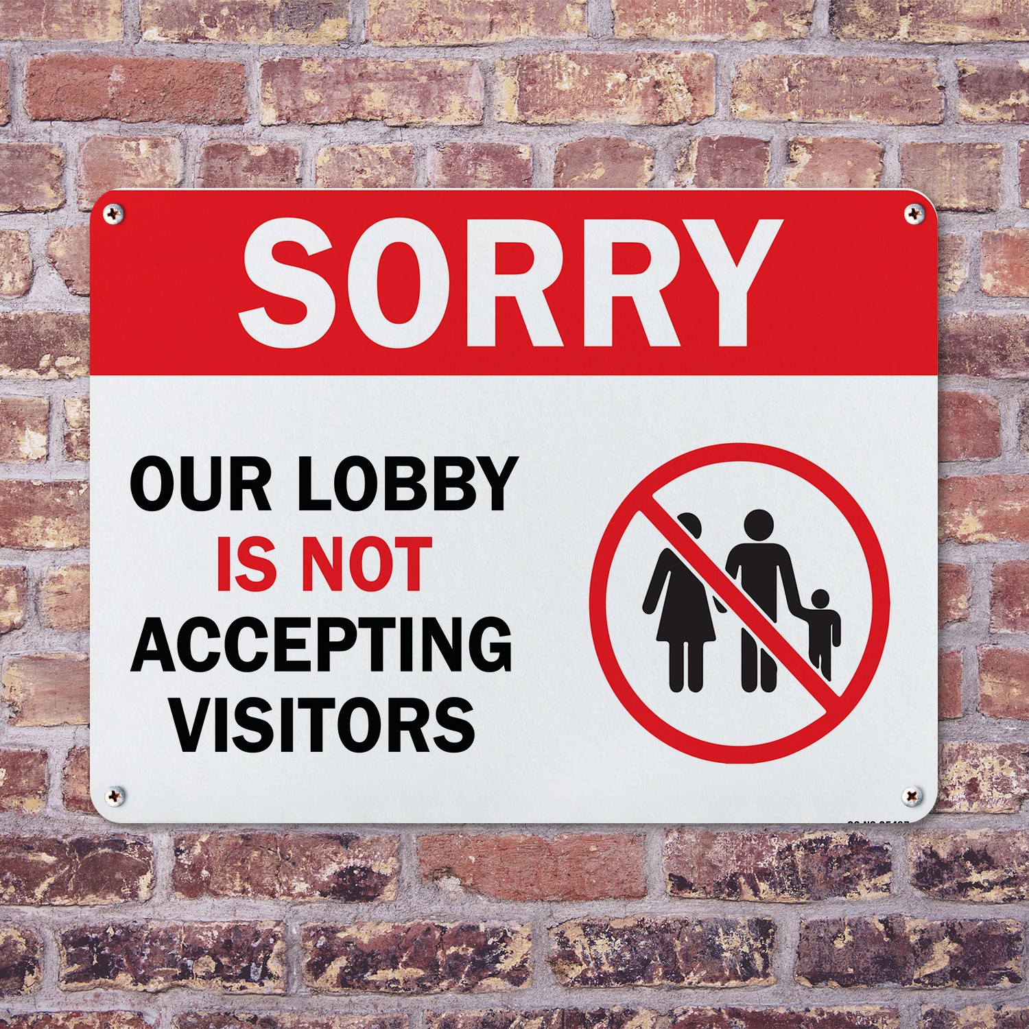 Sorry Our Lobby Is Not Accepting Visitors Public Safety Sign, Decal 5 or 10 Pack