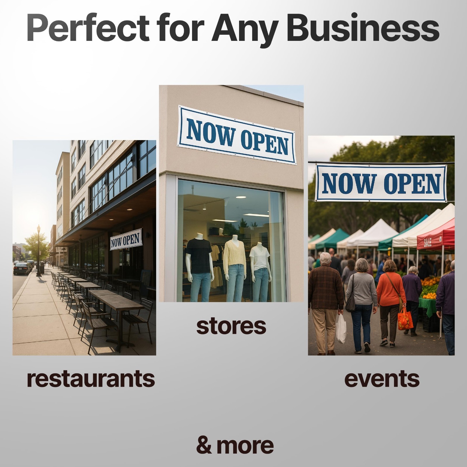 Large 3×10 ft Now Open Banner – Grand Opening Sign for Retail, Food Trucks, Even