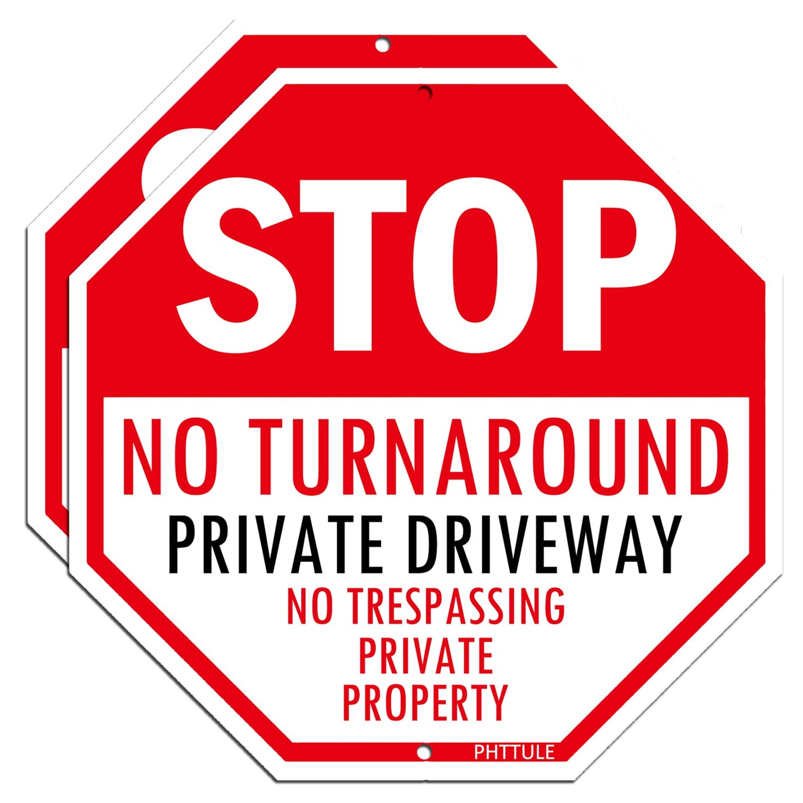 Stop No Turn Around Private Driveway Sign 2 Pack, No Trespassing Private Propert