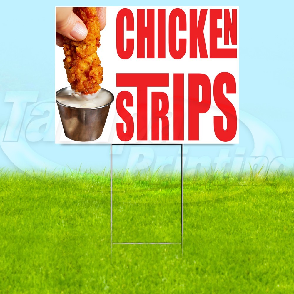 CHICKEN STRIPS 18×24 Yard Sign Food Plastic Corrugated WITH STAKE USA YS08035