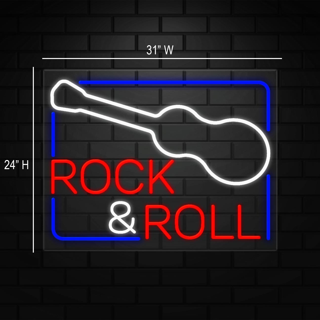 Rock & Roll Sign for Business Displays | LED Flex Neon | 31″W x 24″H x 1″D