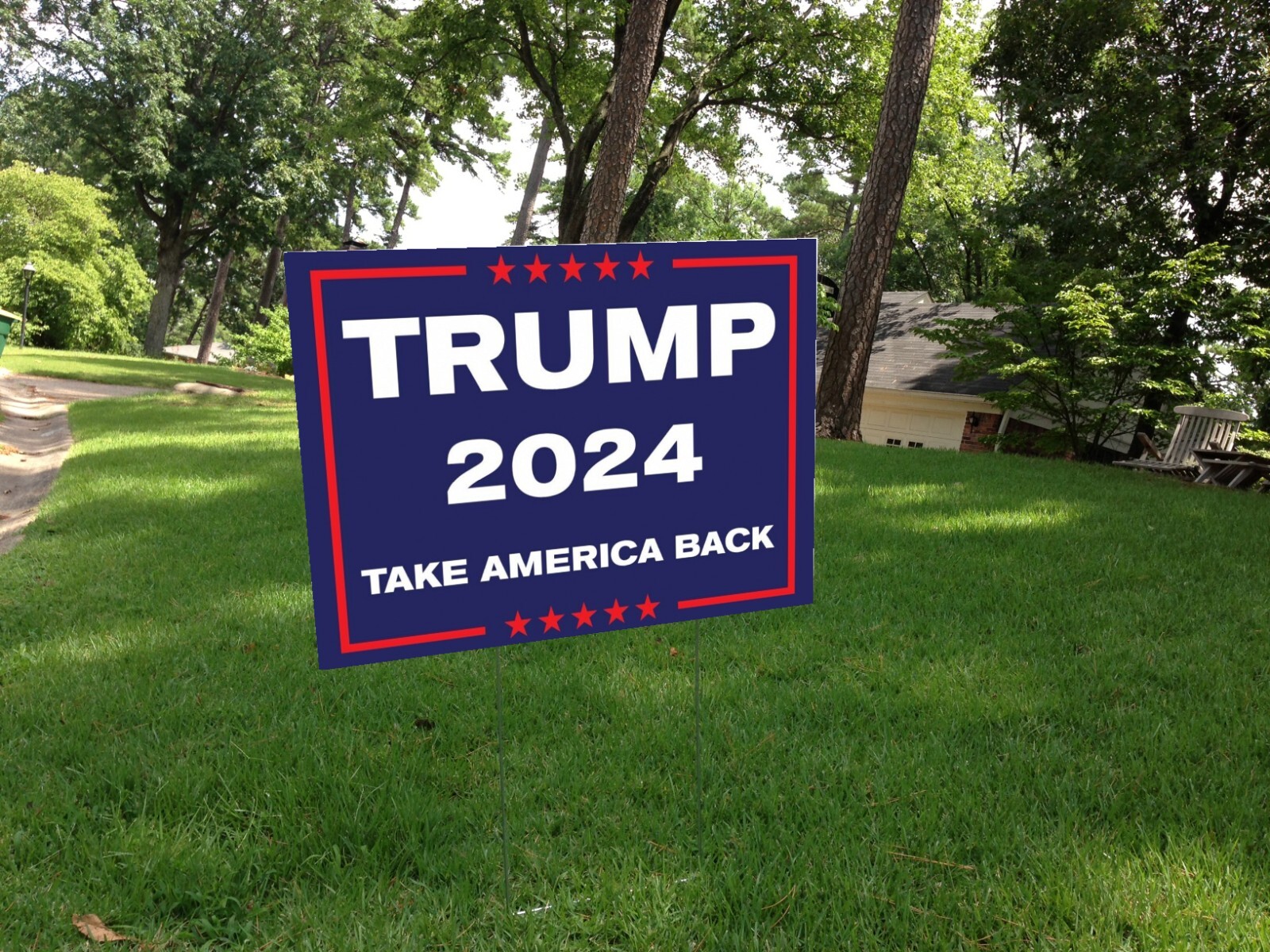 TRUMP 2024 Take AMERICA Back 12″x18″ YARD SIGN WITH STAKE PENCE WHOLESALE USA