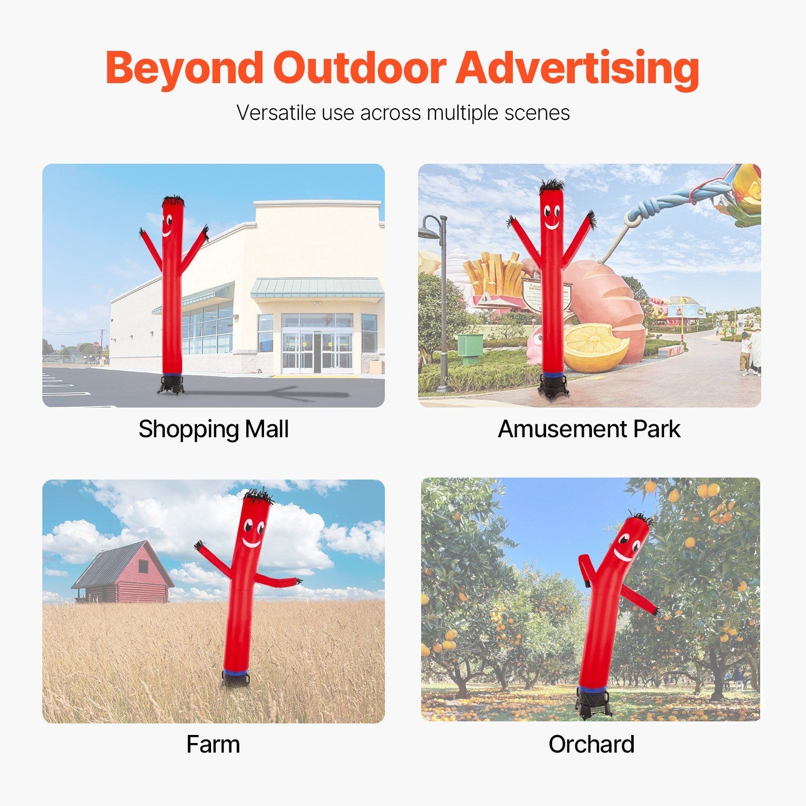 20ft Inflatable Tube Man + 1HP Blower, PP Shell, IPX3 Rated