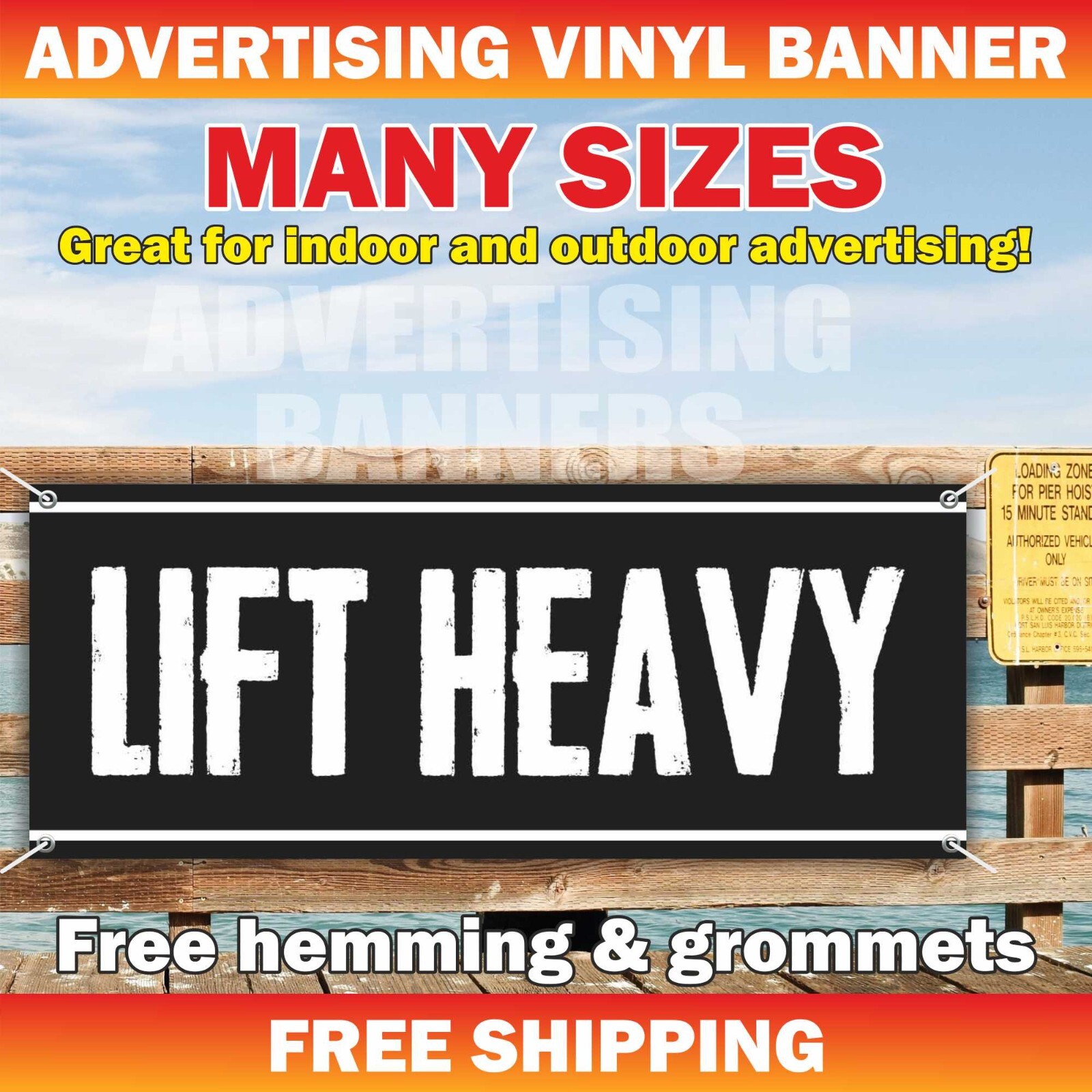 LIFT HEAVY Workout Banner Vinyl Sign Motivation Poster Fitness Gym