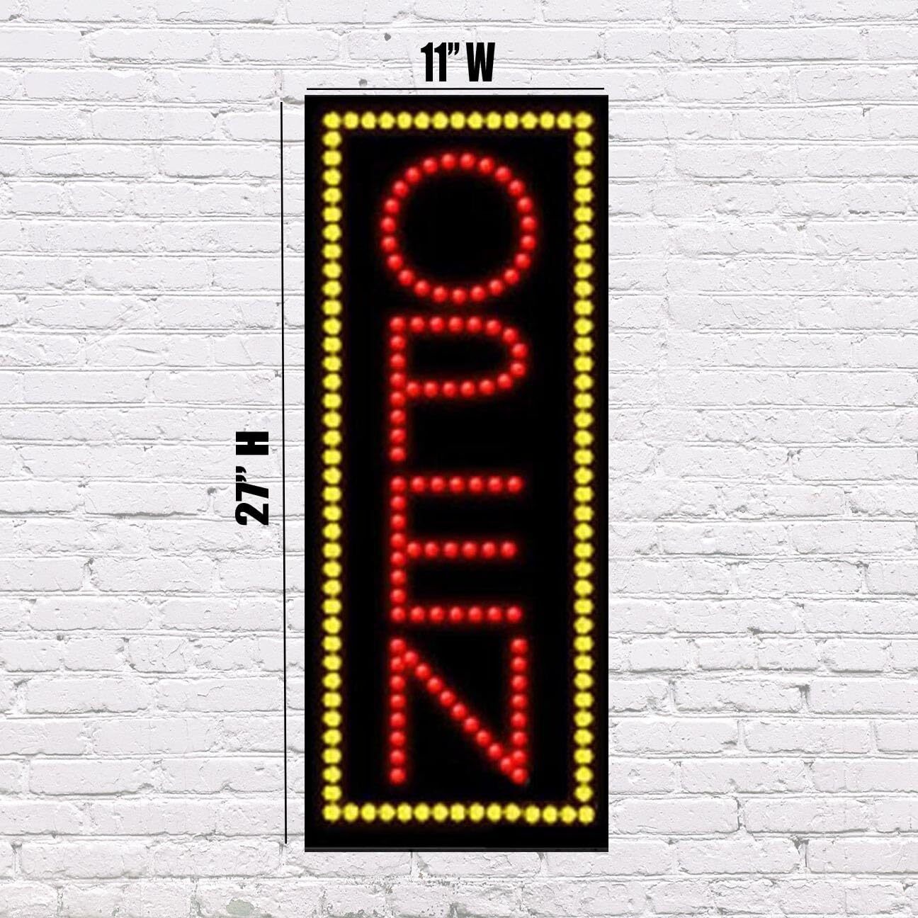 LED Open | Light-up Sign | 11″W x 27″H x 1″D