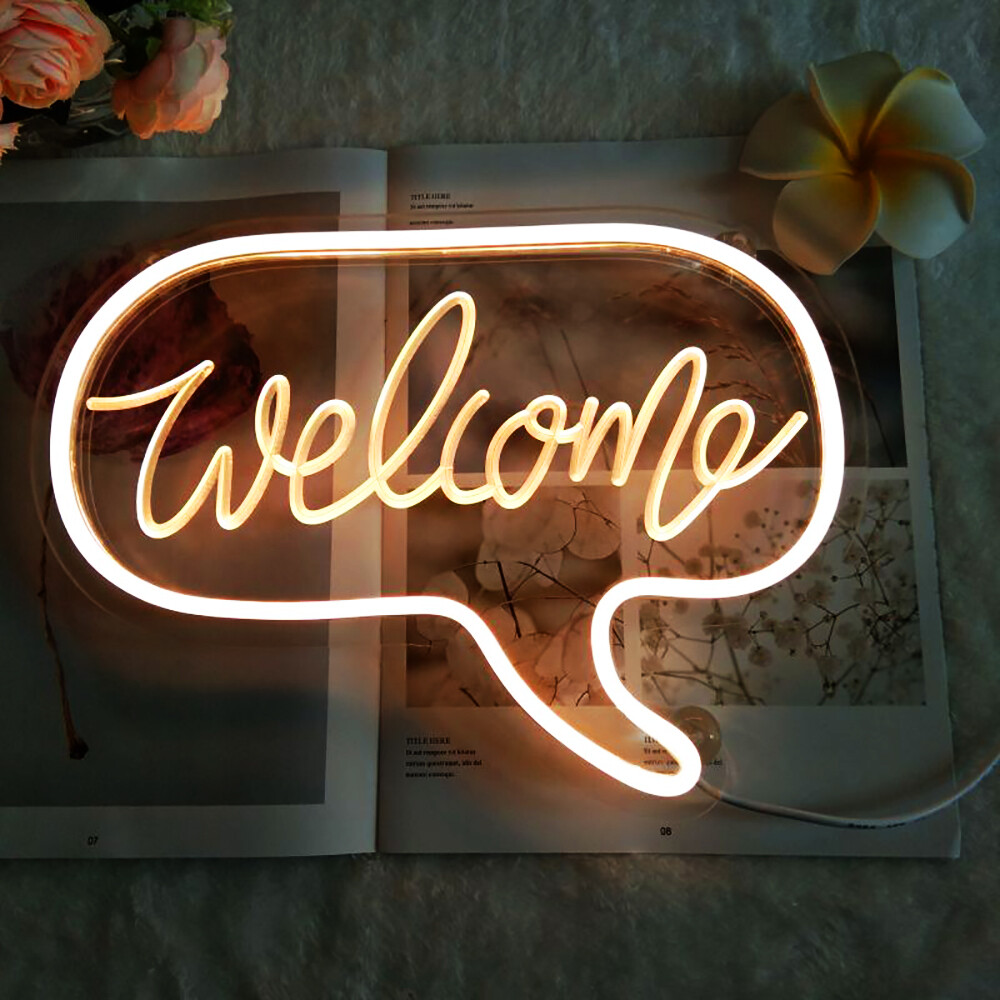 Qomolangma Warm White 12.2” X 8.85” LED Neon Sign “Welcome”