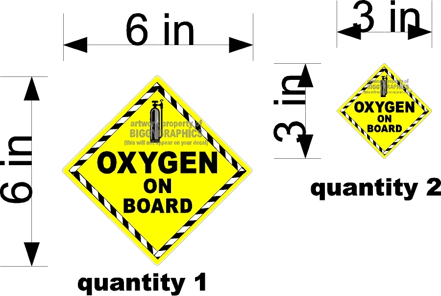 SET OF 3 OXYGEN ON BOARD BUBBLE FREE STATIC CLINGS FOR DOOR CAR WINDOWS OR DOOR