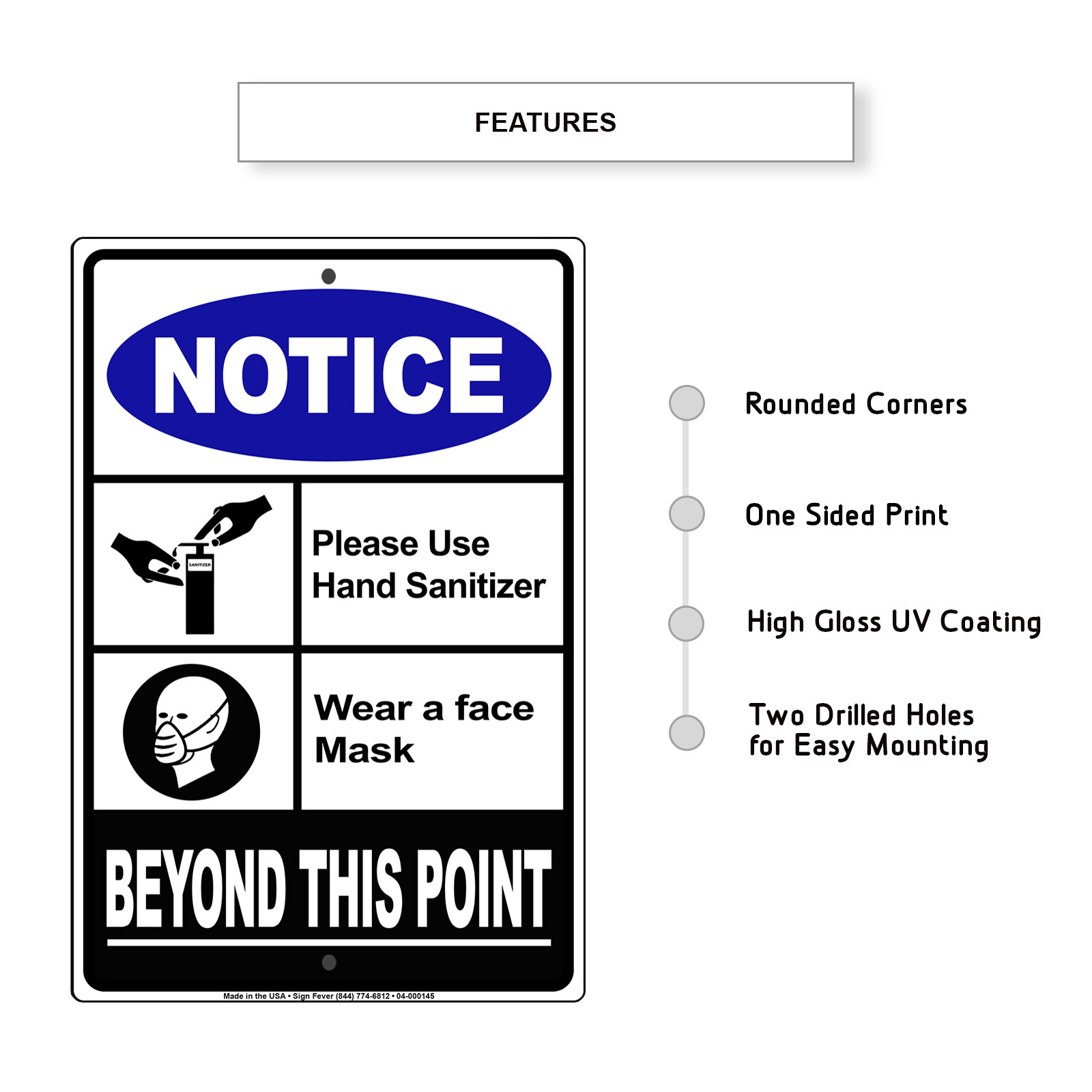 Notice Beyond This Point For Your Safety Door Or Window Aluminum Metal Sign