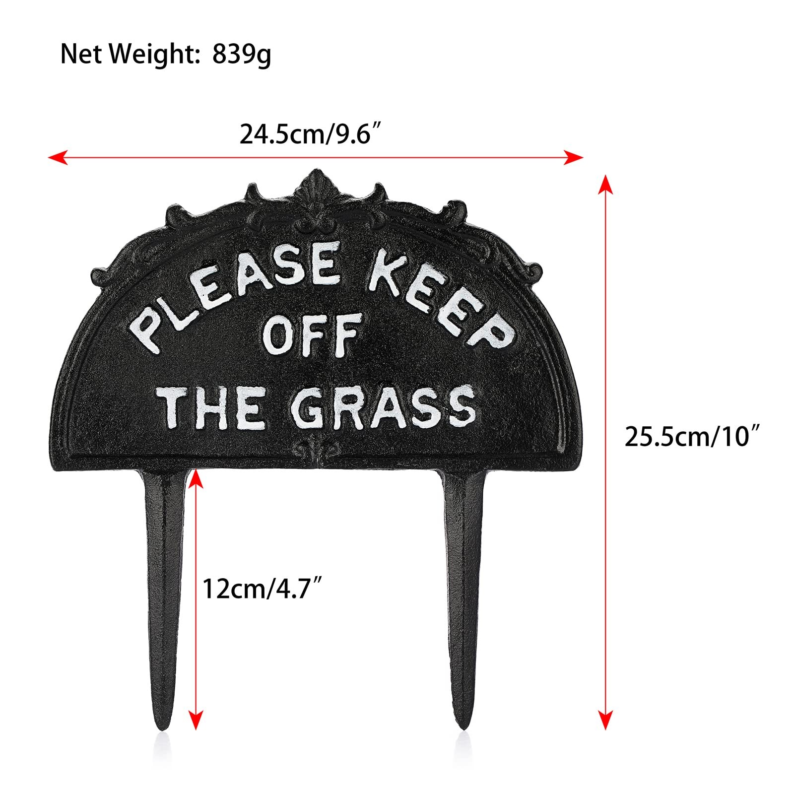 JUXYES Pack of 2 Cast Iron Please Keep Off The Grass Yard Sign Stake