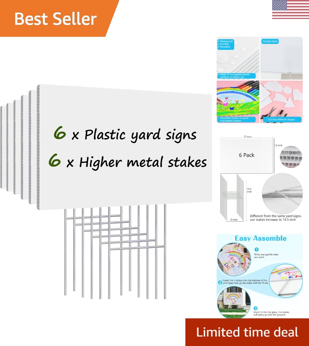 Custom Double-Sided Yard Signs with Stakes, 6-Pack – Easy DIY Installation
