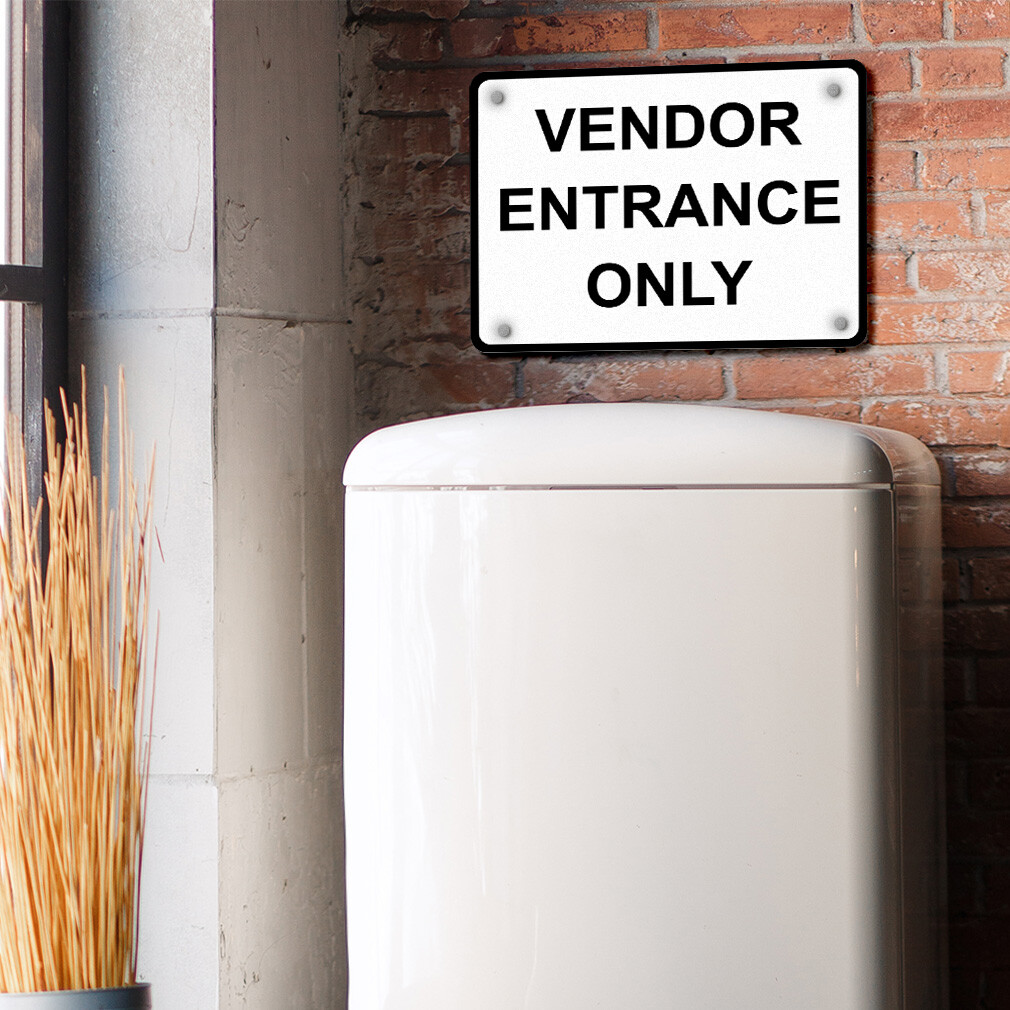 Horizontal Metal Sign Vendor Entrance Only Door Weatherproof Street Signage