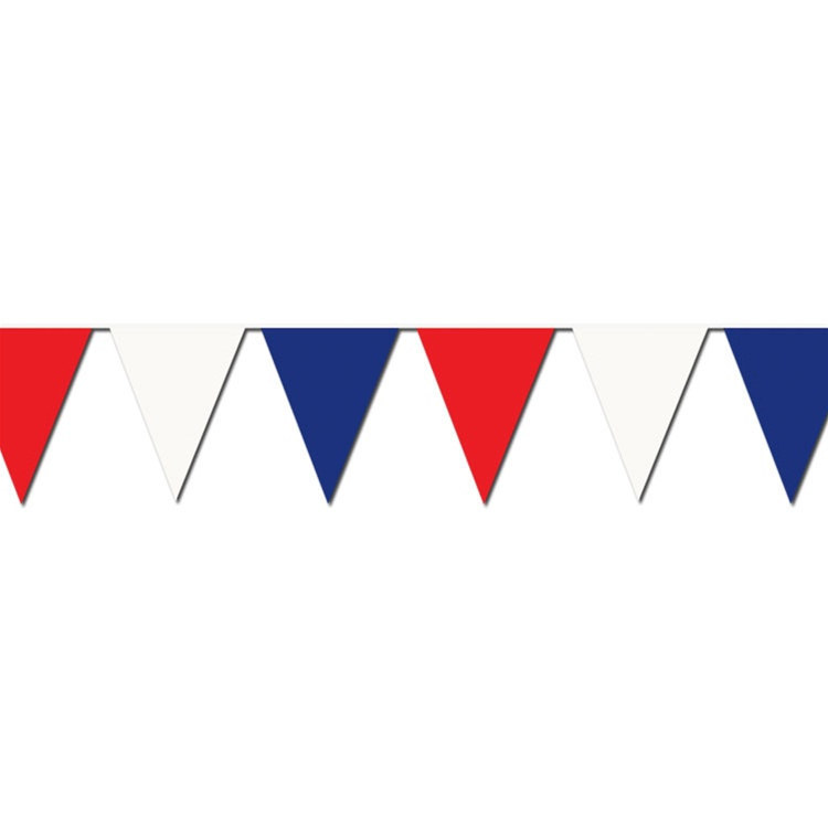 105 Ft R/W/B Poly Heavy Duty Pennant Strings Streamers