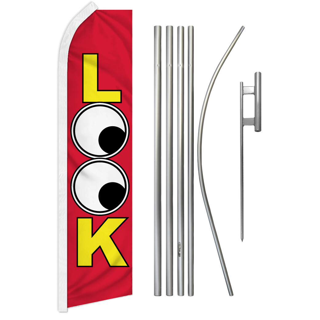 Look Advertising Swooper Flutter Feather Flag Kit Look Here Mega Deals