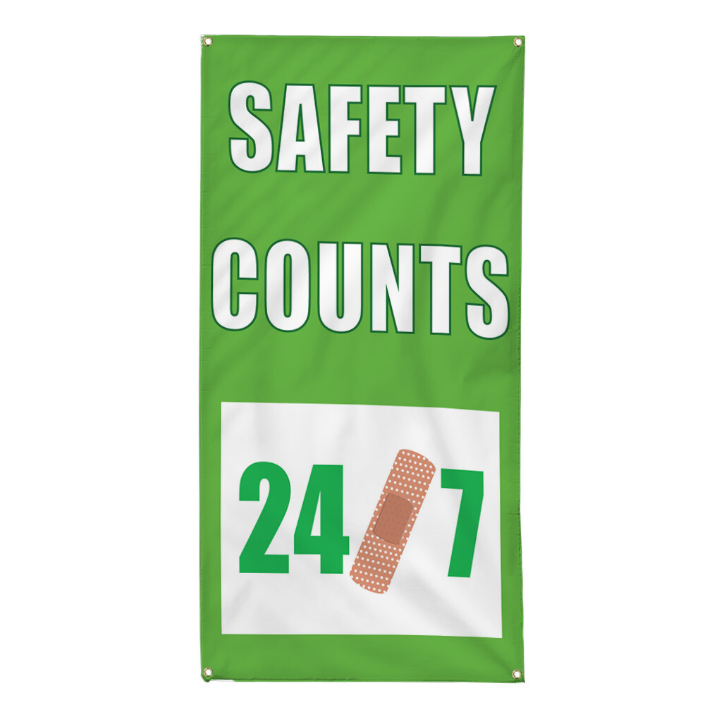 Vertical Vinyl Banner Multiple Sizes Safety Counts 24 7 Lifestyle Outdoor