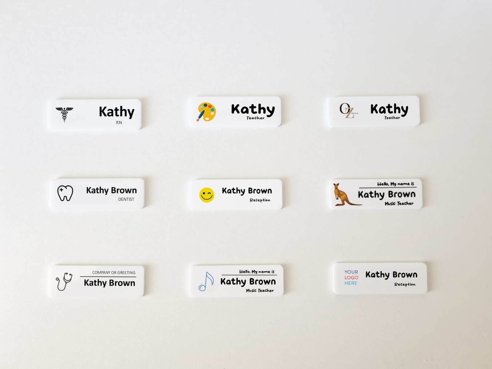 Company Business Logo Name Badge Minimalist Cafe Animal Flower Symbol Staff ID
