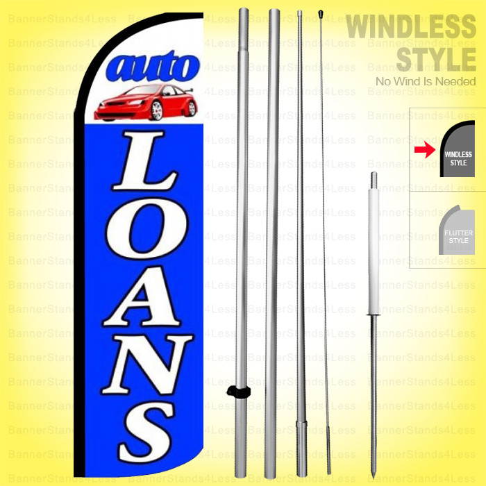 AUTO LOANS – Windless Swooper Flag Kit 15′ Feather Banner Sign bq-h