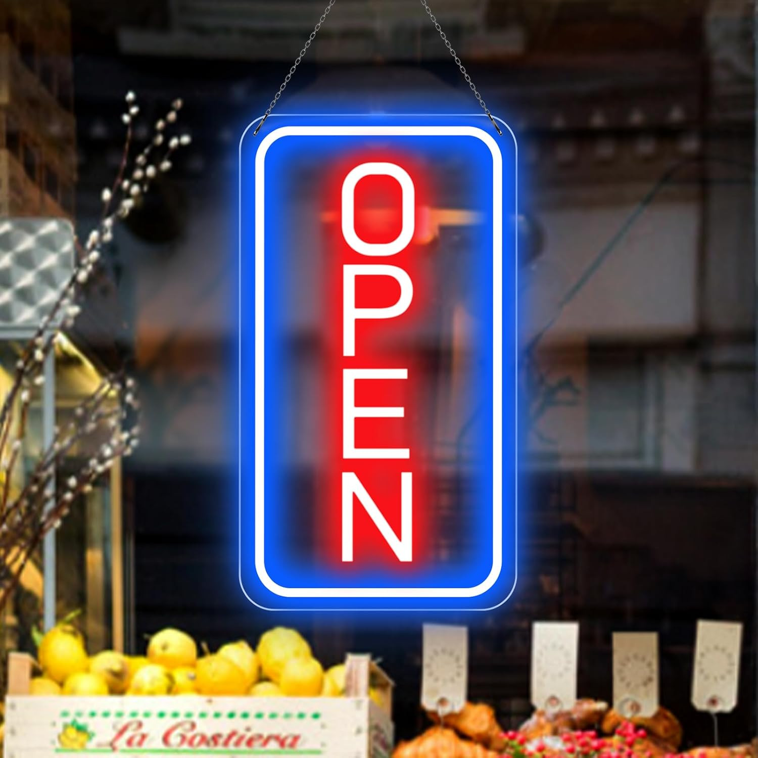 Ultra Bright LED Open Signs for Business, 16’’X 9’’ Neon Open Sign, Vertical Lig