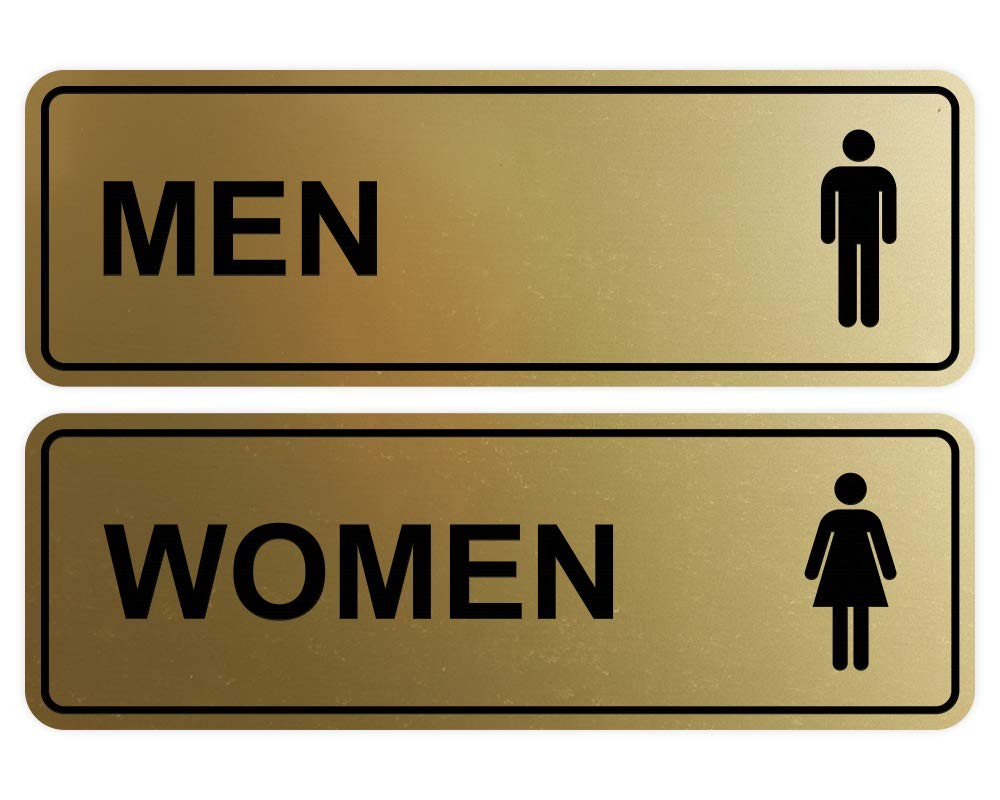 Standard Men Women Restroom Sign Brushed Gold Large 1 Set 2 PCS Decor