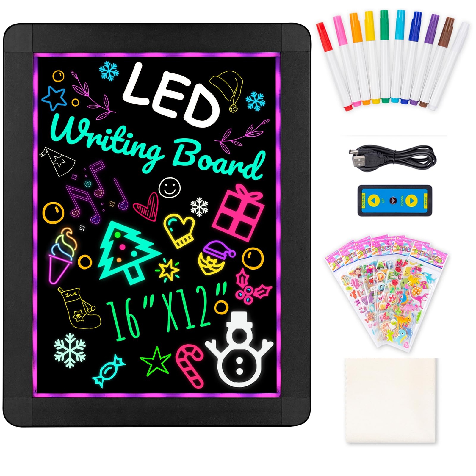 LED Writing Message Board, Neon Glow Drawing Board, Light Up Flashing Box Mes…