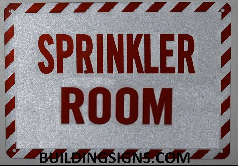 Sprinkler Room SIGN (7X10, White, Aluminum)-The zebra line-REF24-1027