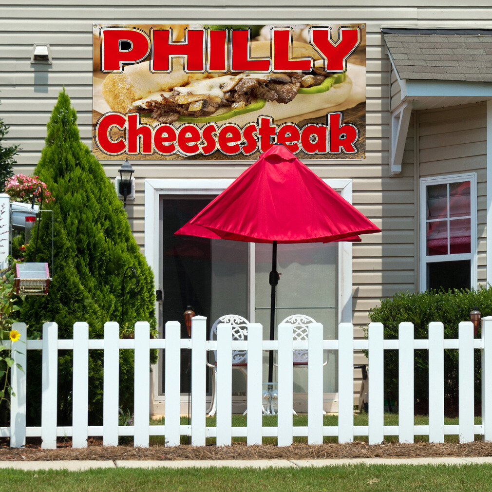 Vinyl Banner Multiple Sizes Philly Cheese Steak Restaurant Food Bar Outdoor