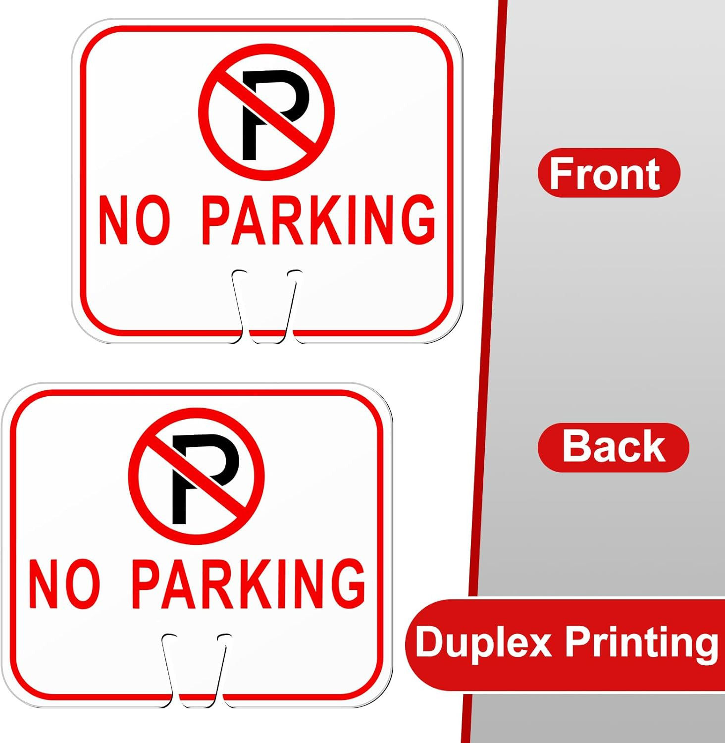 6 Pcs No Parking Signs, 12.6 X 10.4 Inches No Parking Signs Traffic Cone, Double