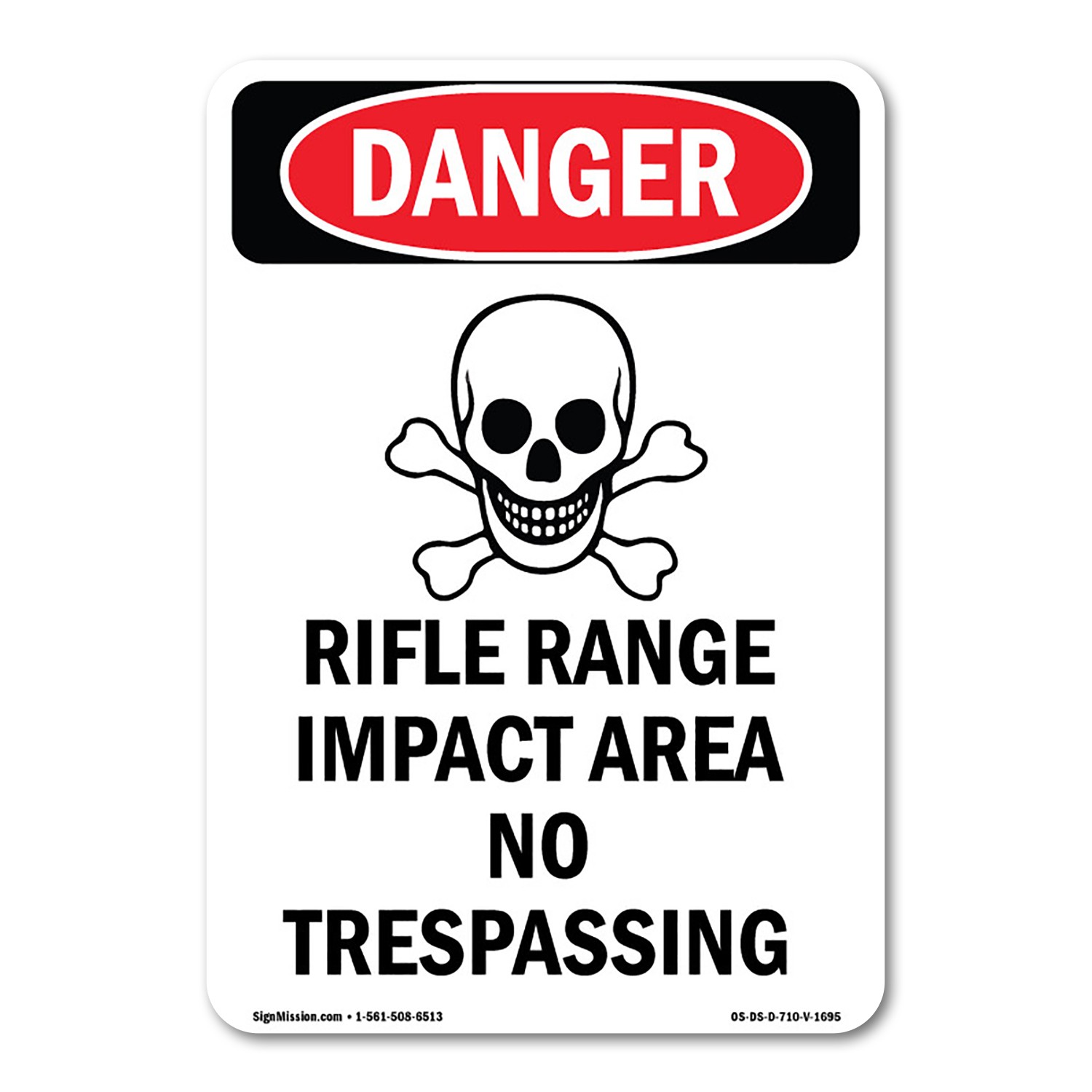 Rifle Range Impact ANSI Danger Sign Metal Plastic Decal