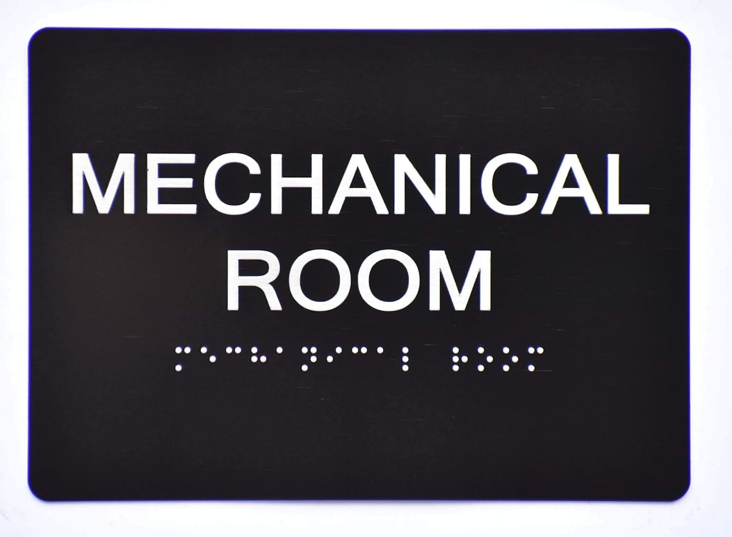 MECHANICAL ROOM SIGN WITH BRAILLE AND RAISED LETTERS ( SIZE 5×7 BLACK)