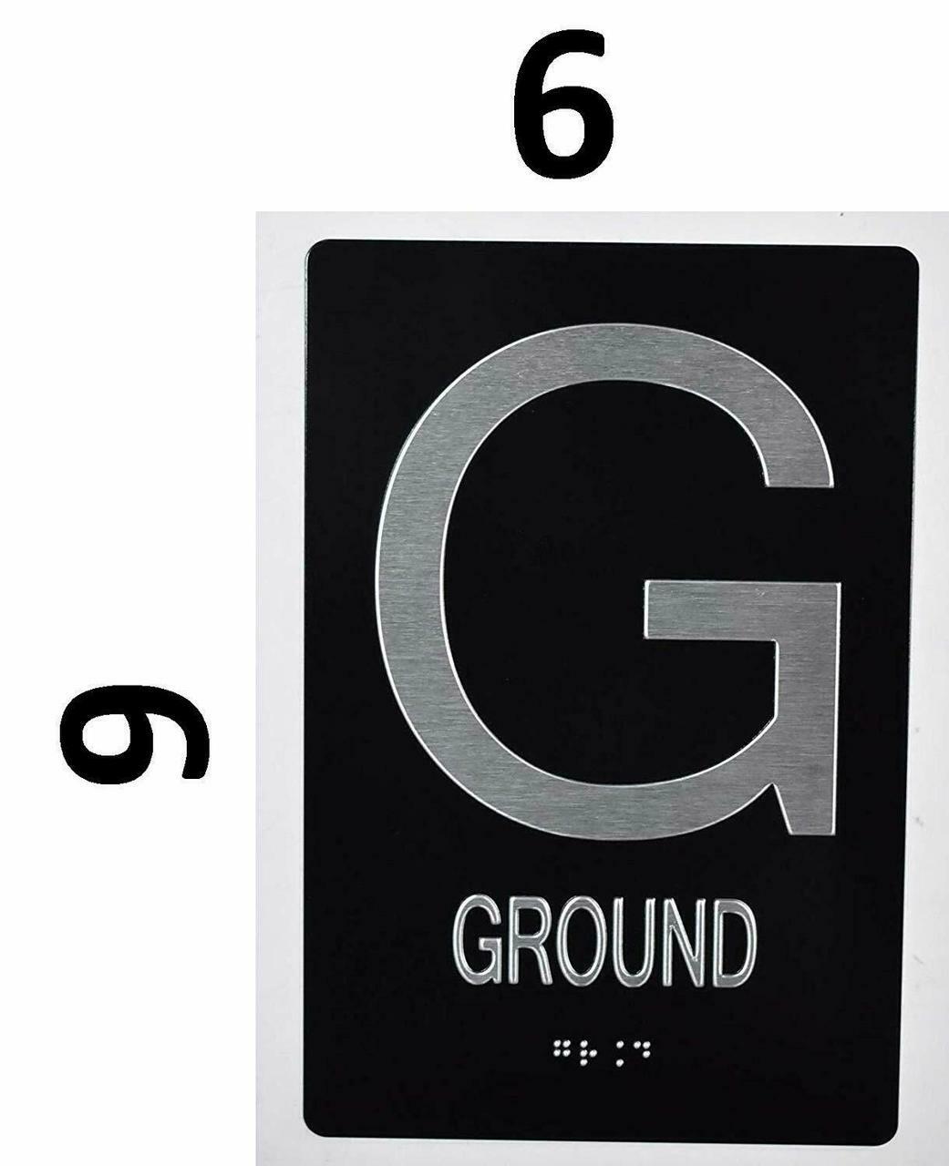 Ground Floor Sign – 6″x9″ Sign -(Aluminum, Black, 6×9)-REF24-1027