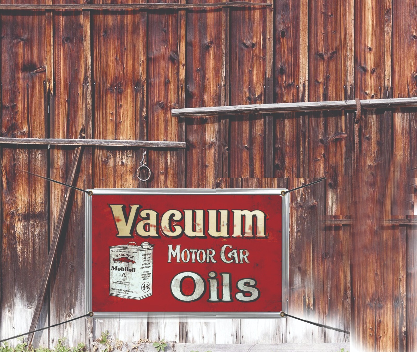 Vacuum Motor Oils Sign Vinyl Banner Vintage Signs Distressed Remake