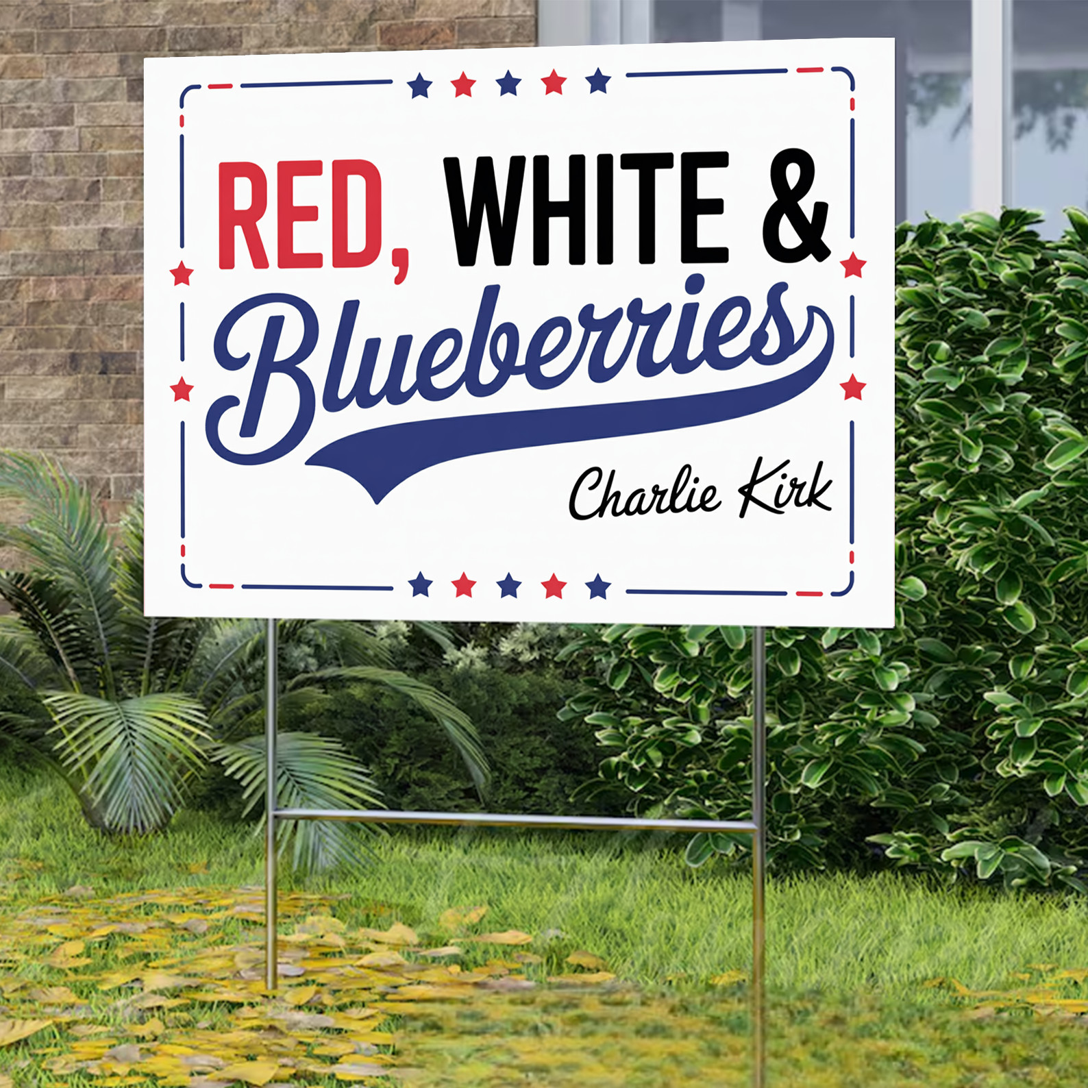 Red White & Blueberries Yard Sign Patriotic Funny Outdoor Lawn Garden Decoration