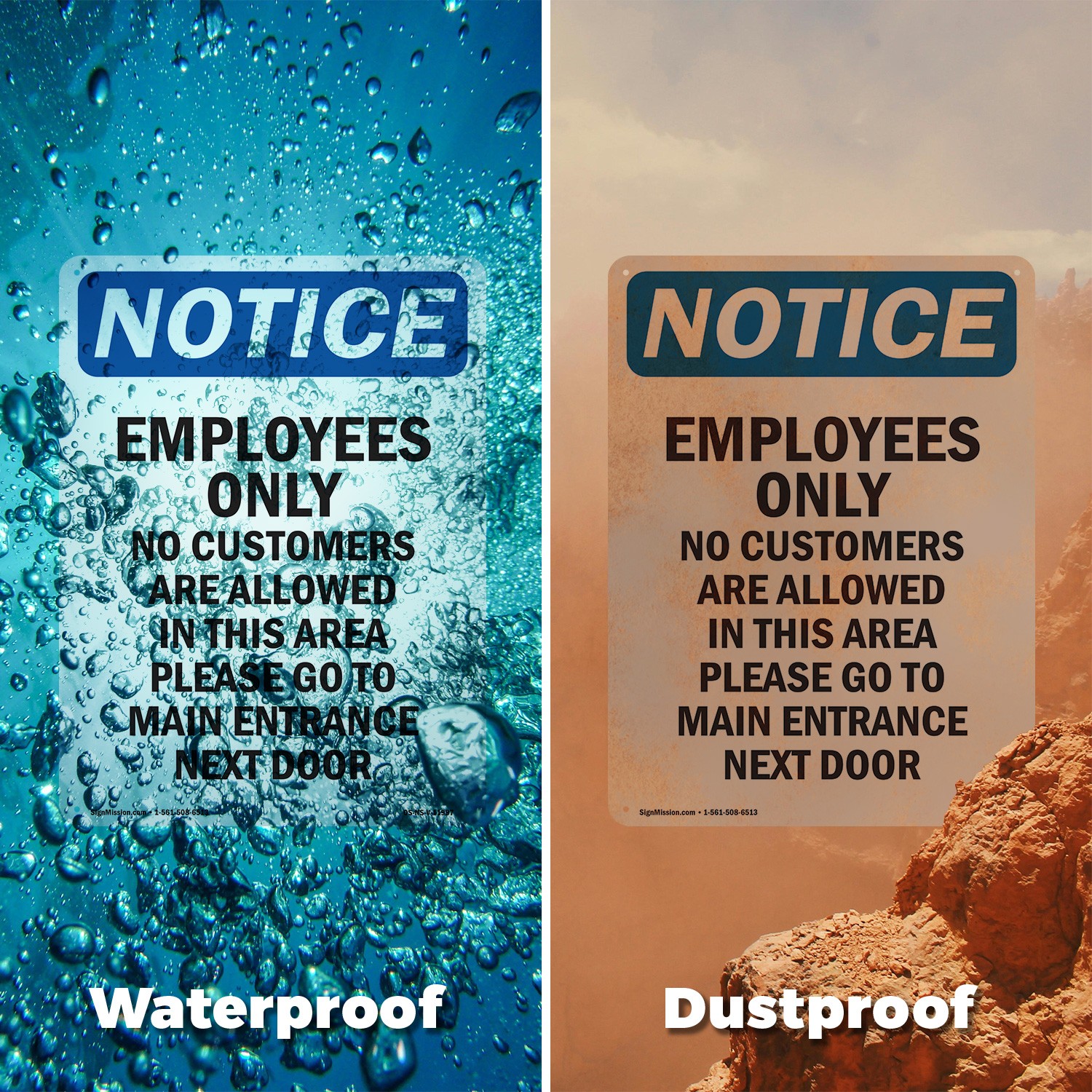 Employees Only No Customers Are OSHA Notice Sign Metal,, Decal 5 or 10 Pack