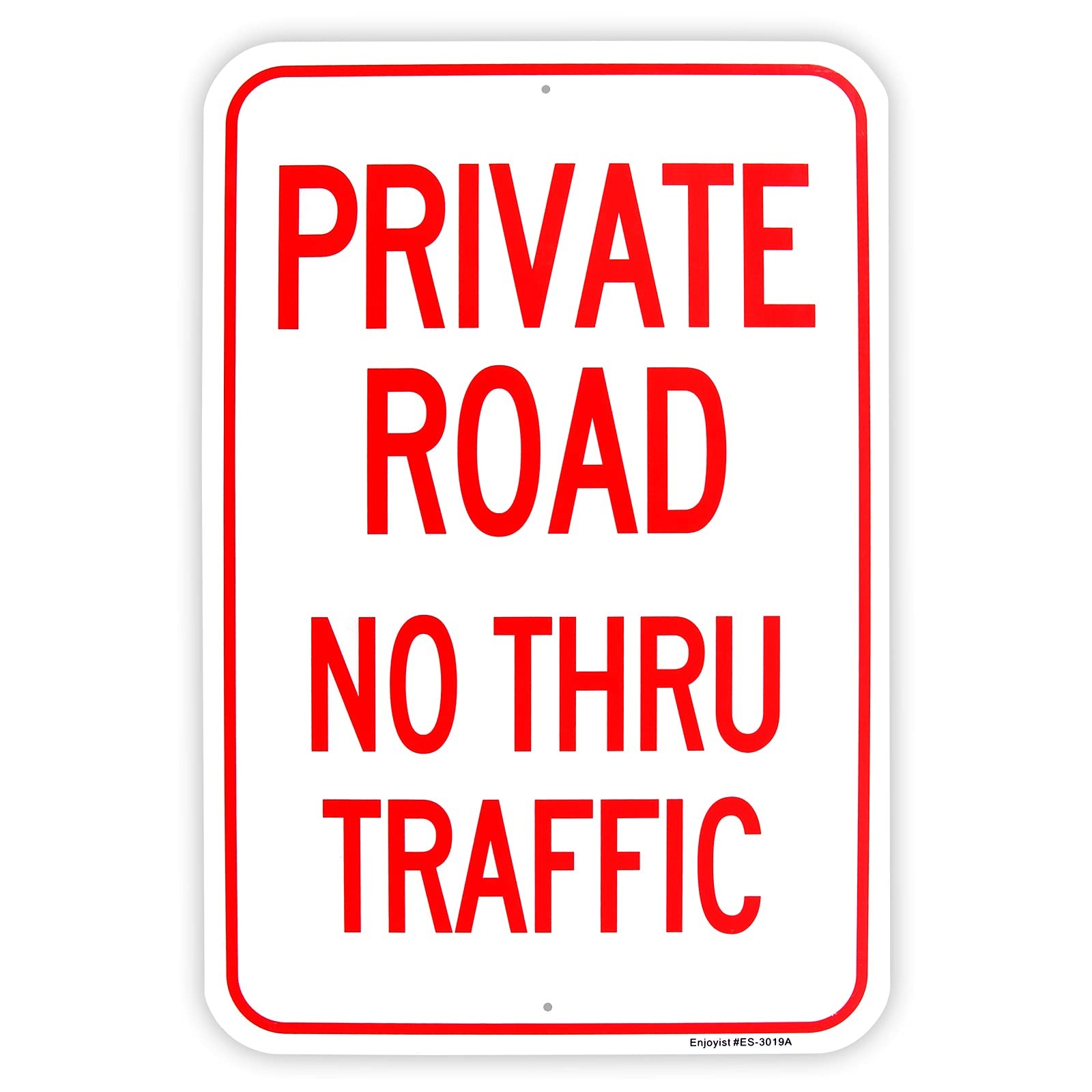Large Private Road No Thru Traffic Sign, 18″x 12″ .040 Aluminum Reflective Si…