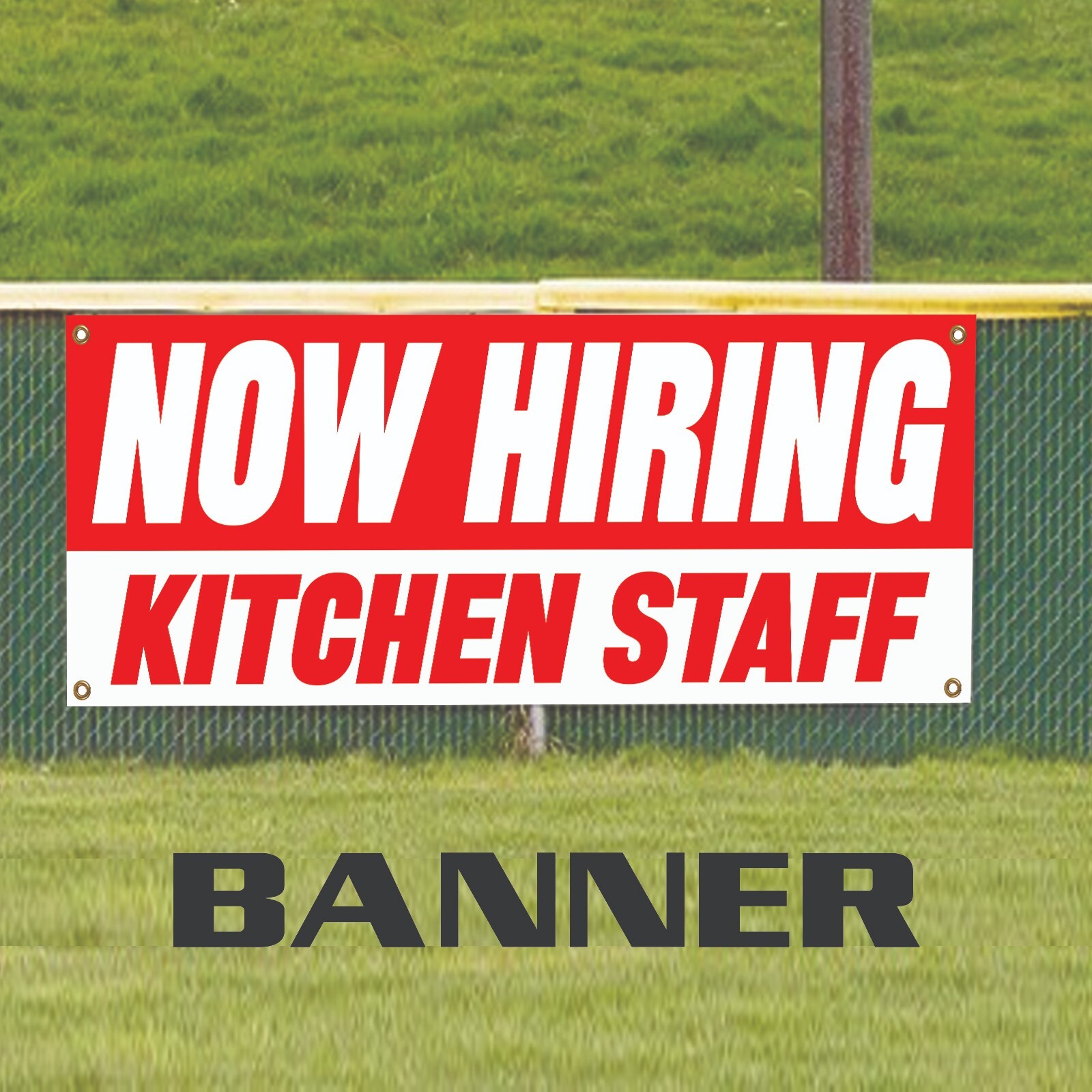 Now Hiring Kitchen Staff Work Employment Cook Job Advertising Vinyl Banner Sign