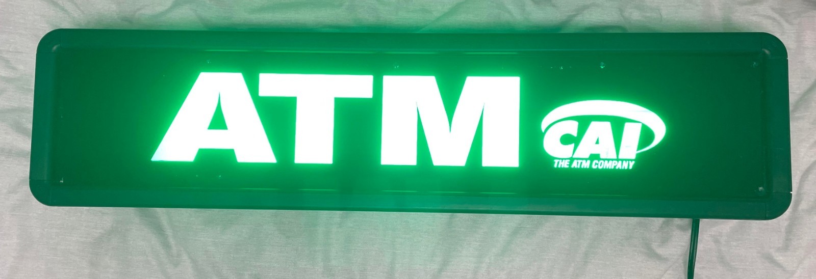 ATM Green Lighted Sign Fluorescent Wall Decor Man Cave Business – Vintage