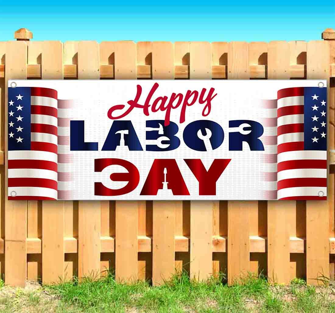 HAPPY LABOR DAY Advertising Vinyl Banner Flag Sign Many Sizes HOLIDAY FIREWORKS