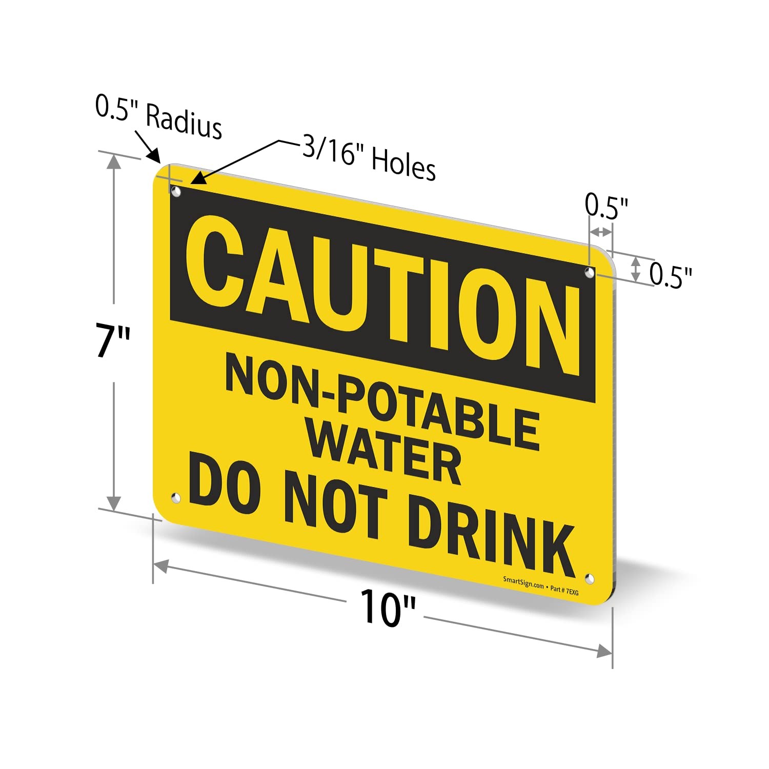 – S-2835-AL-10 “Caution – Non-Potable Water Do Not Drink” Sign | 7″ x 10″ Alu…