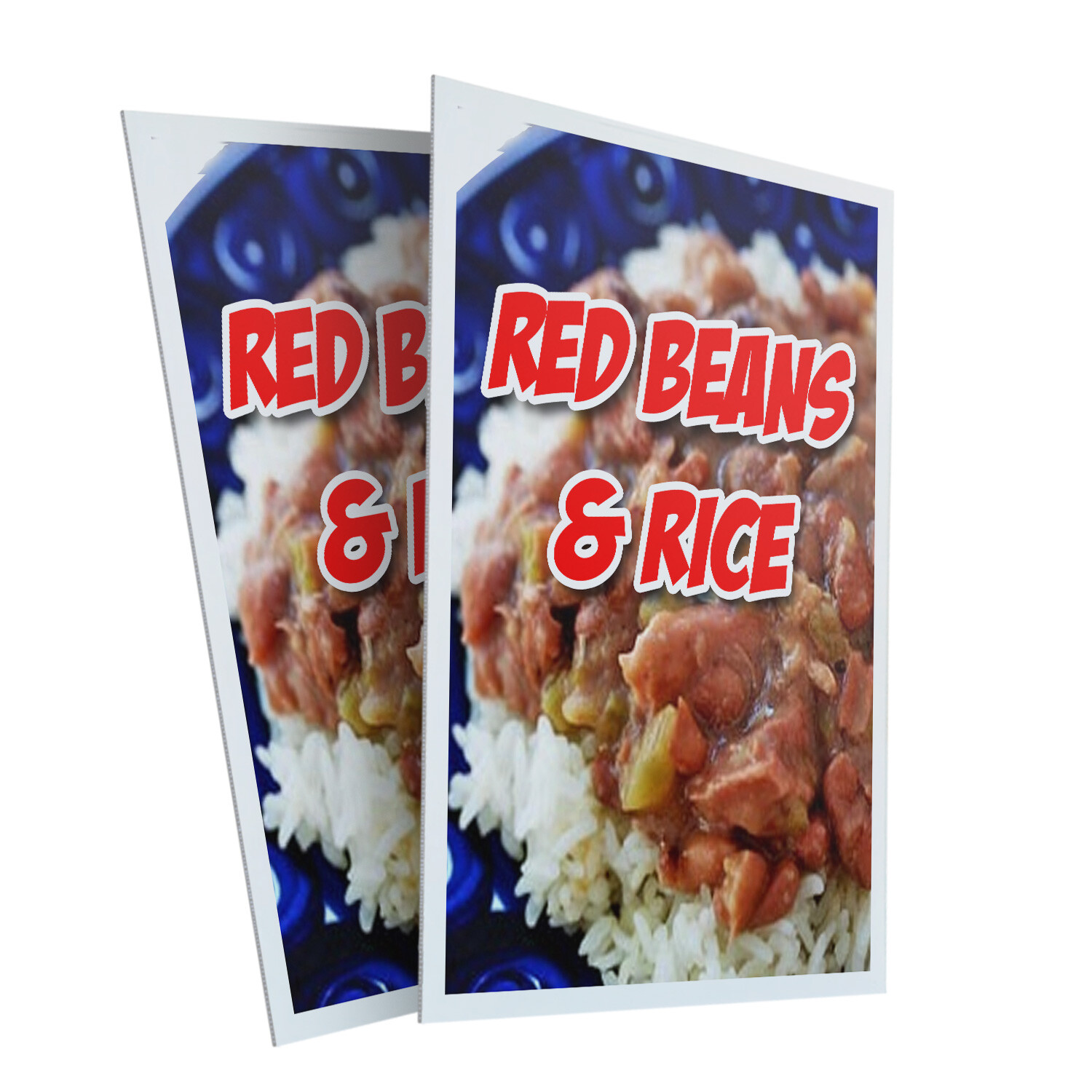 Red Beans & Rice 24″ x 36″ 2 Pack Of Store Sign Plastic Or Decal
